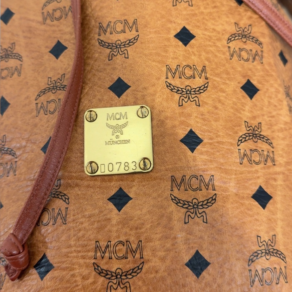 MCM Leather Bucket Drawstring Shoulder Bag AUTHENTIC - Picture 11 of 14